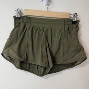 Lululemon Women's Hotty Hot Running Shorts Green 4 Lined Active Gym Workout